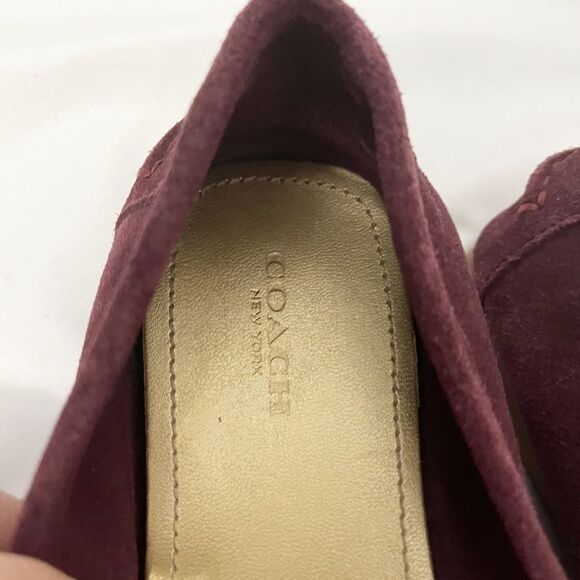Coach Fortunata Driving Moccasin Flats Enamel Horse Bit Maroon Size 7.5 NWOB - Picture 3 of 6